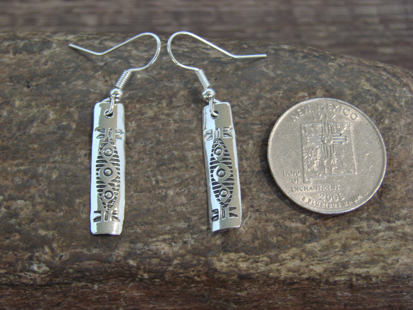 Native American Sterling Silver Dangle Earrings by Tahe
