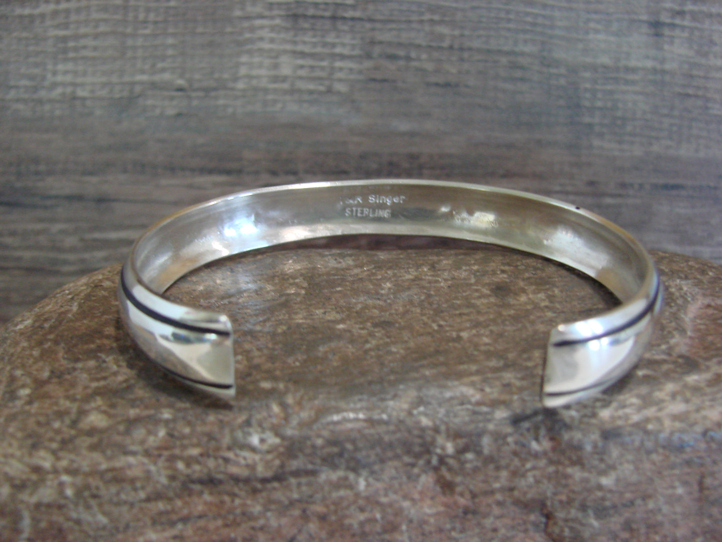 Native American Sterling Silver 3/8" Petroglyph Bracelet by Singer