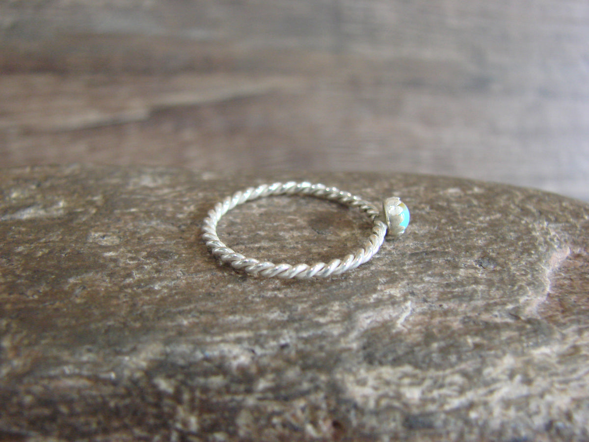 Native American Sterling Silver Round Turquoise Ring Size 6 - Bitsie
