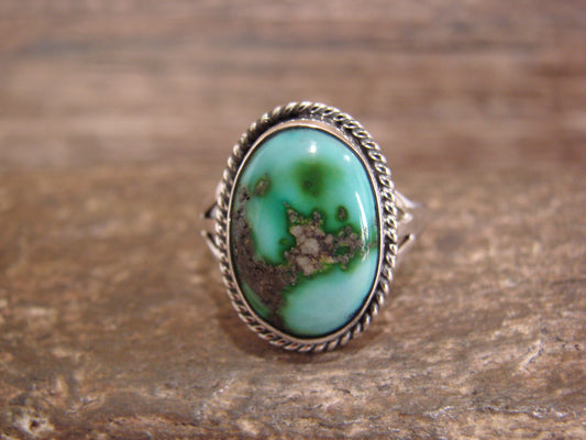 Native American Sterling Silver & Sonoran Turquoise Ring by Saunders - Size 8