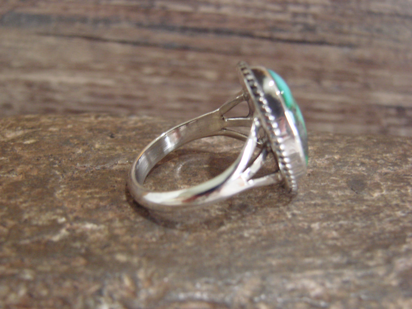 Native American Sterling Silver & Sonoran Turquoise Ring by Saunders - Size 8
