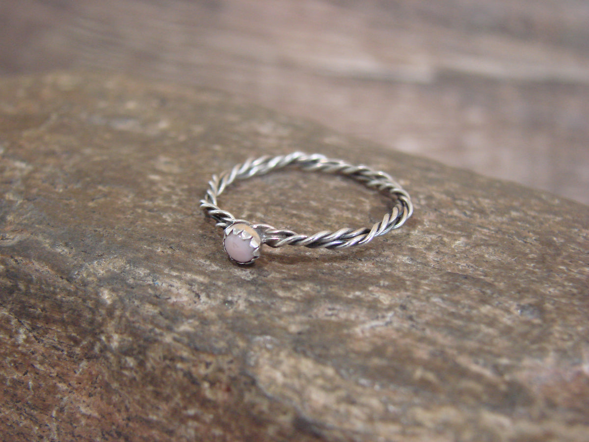 Native American Sterling Silver Pink Shell Ring Size 6 - Bitsie
