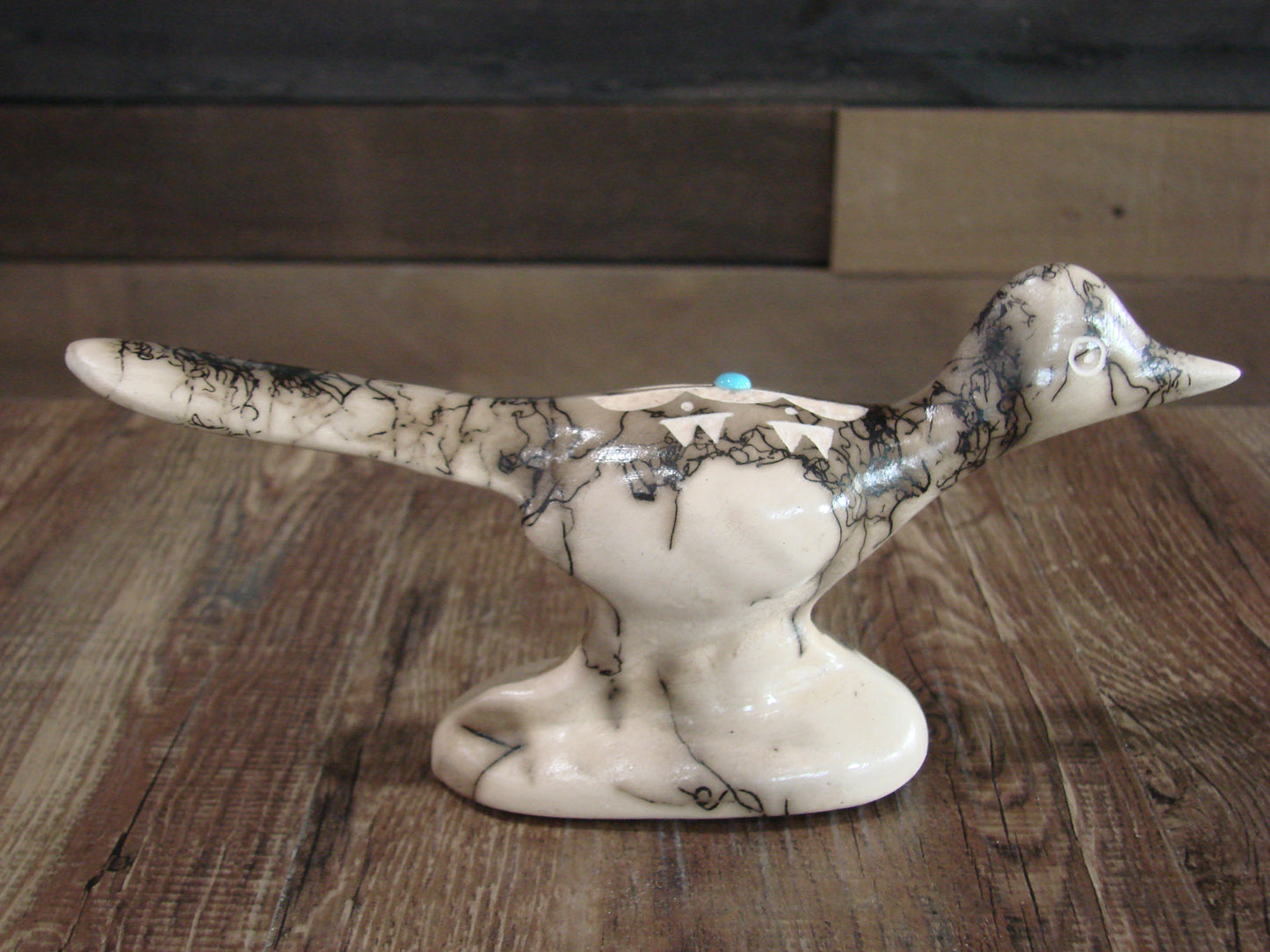 Native American Pottery Horse Hair Road Runner Sculpture by Vail