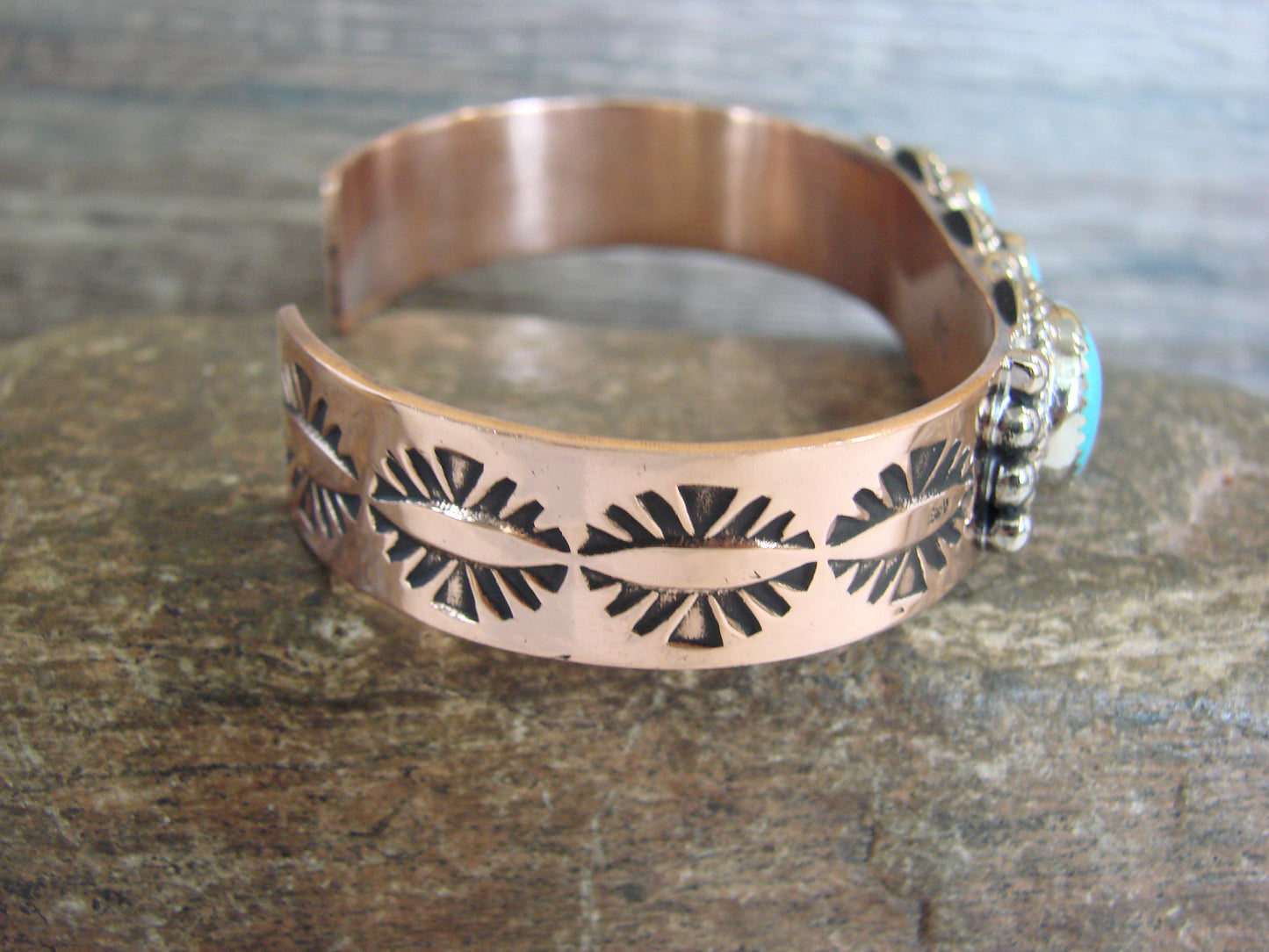 Native American Copper & Turquoise Bracelet by Cleveland