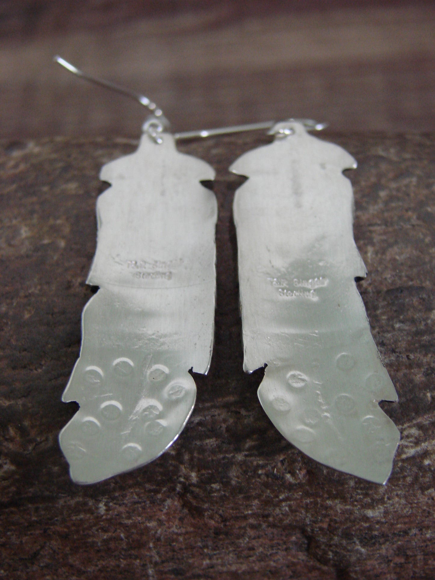 Native American Sterling Silver & Gold Fill Feather Dangle Earrings - Singer