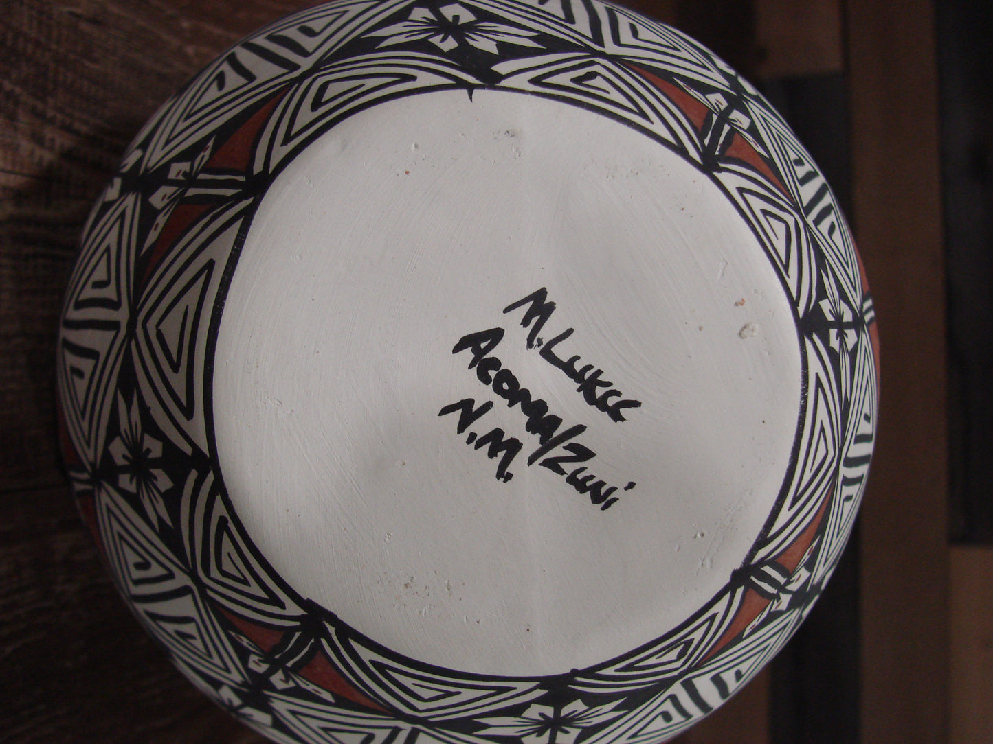 Native American Fine Line Hand Painted Wedding Vase by M. Lukee