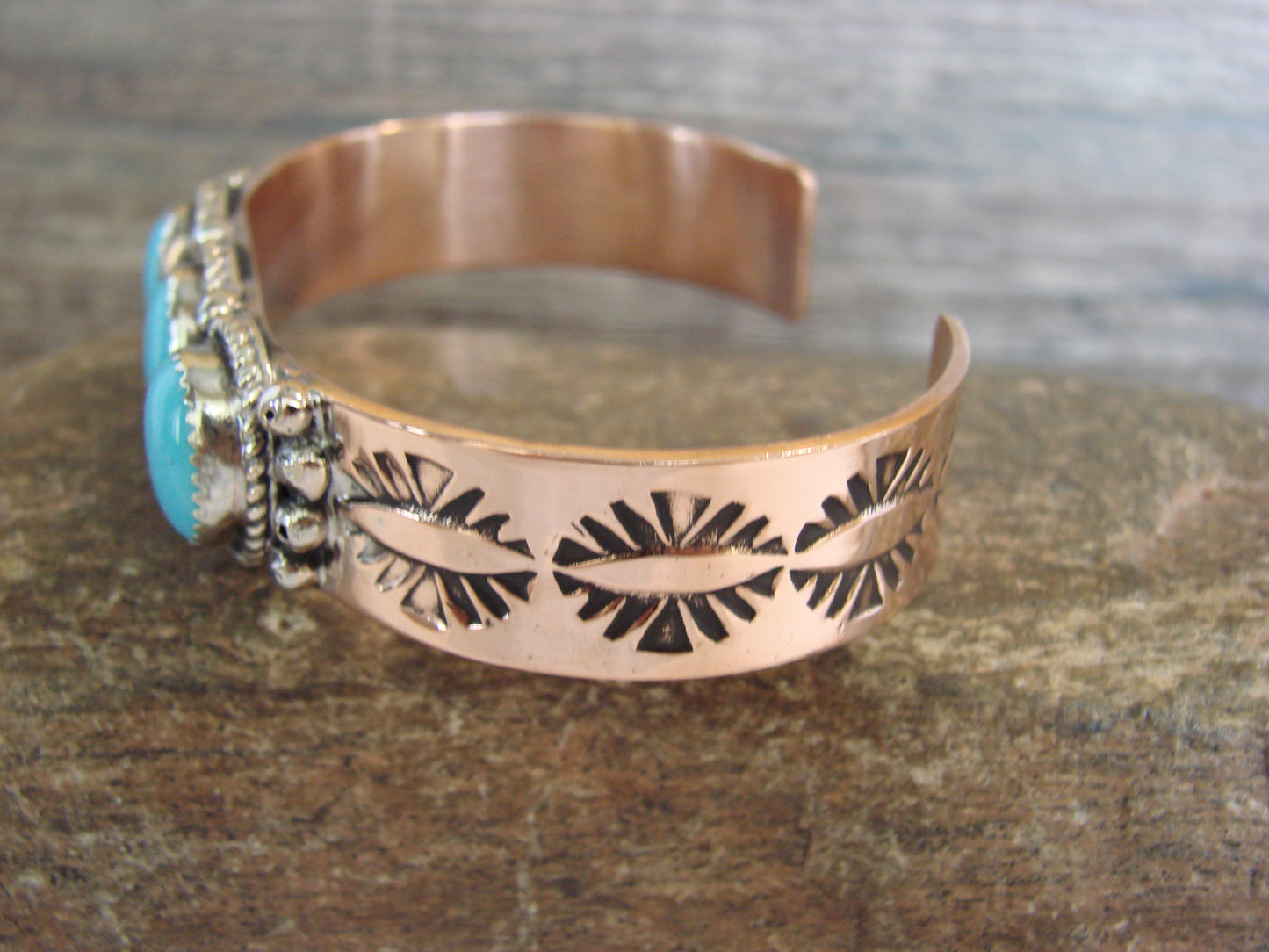 Native American Copper & Turquoise Bracelet by Cleveland