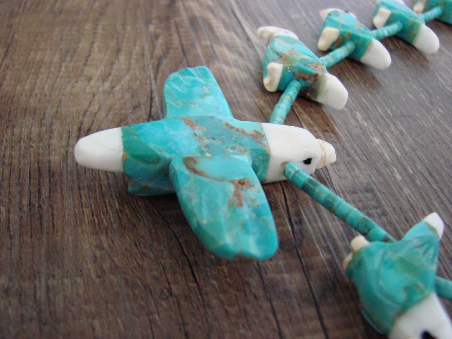 Hand Carved Turquoise Eagle Fetish Necklace - Matt Mitchell