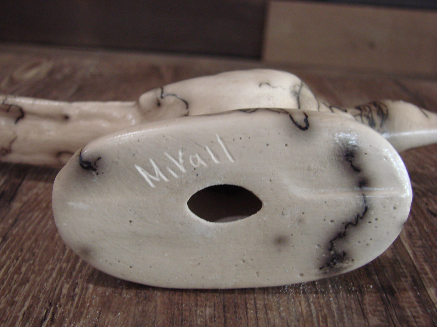Native American Pottery Horse Hair Road Runner Sculpture by Vail