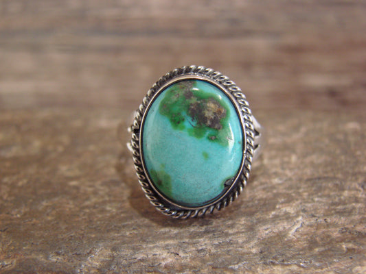 Native American Sterling Silver & Sonoran Turquoise Ring by Saunders - Size 8