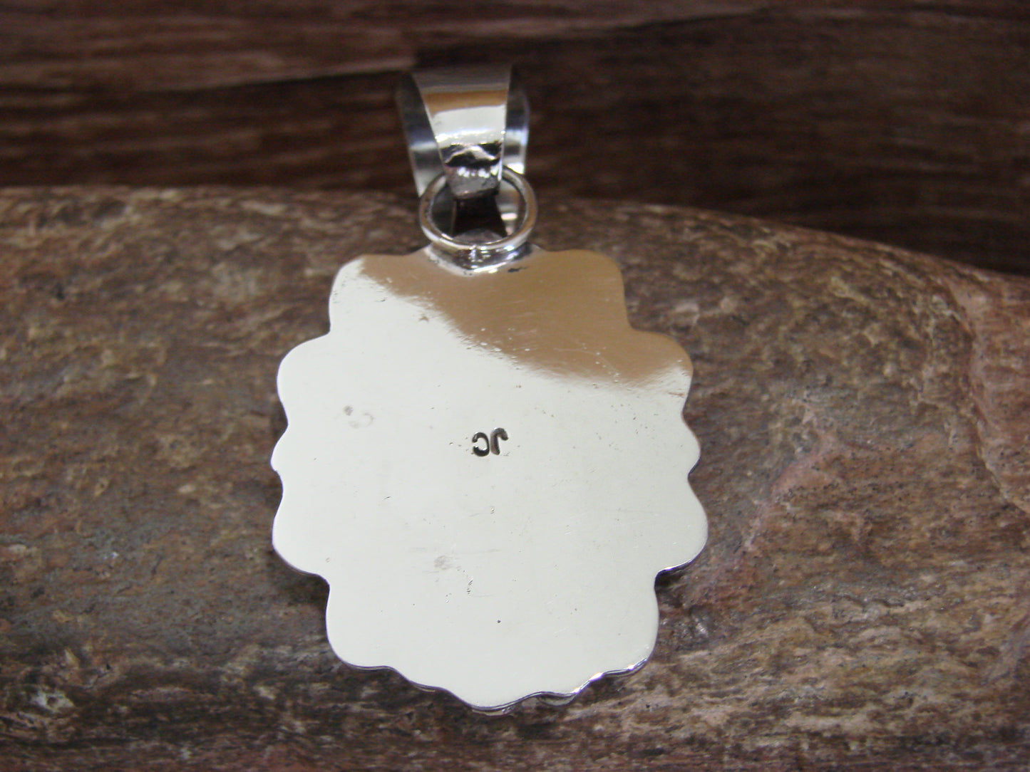 Native American Nickel Silver & Howlite Pendant - Cleveland