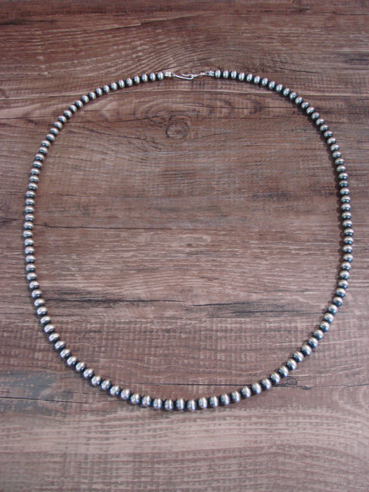 Native American Hand Strung 22" Round Navajo Pearl Necklace -  I. John
