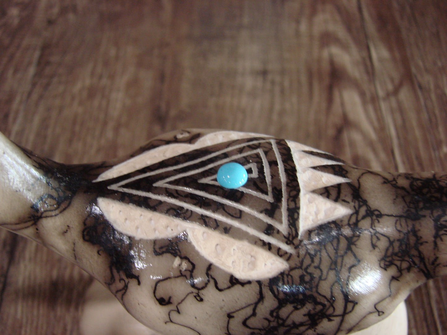 Native American Pottery Horse Hair Road Runner Sculpture by Vail