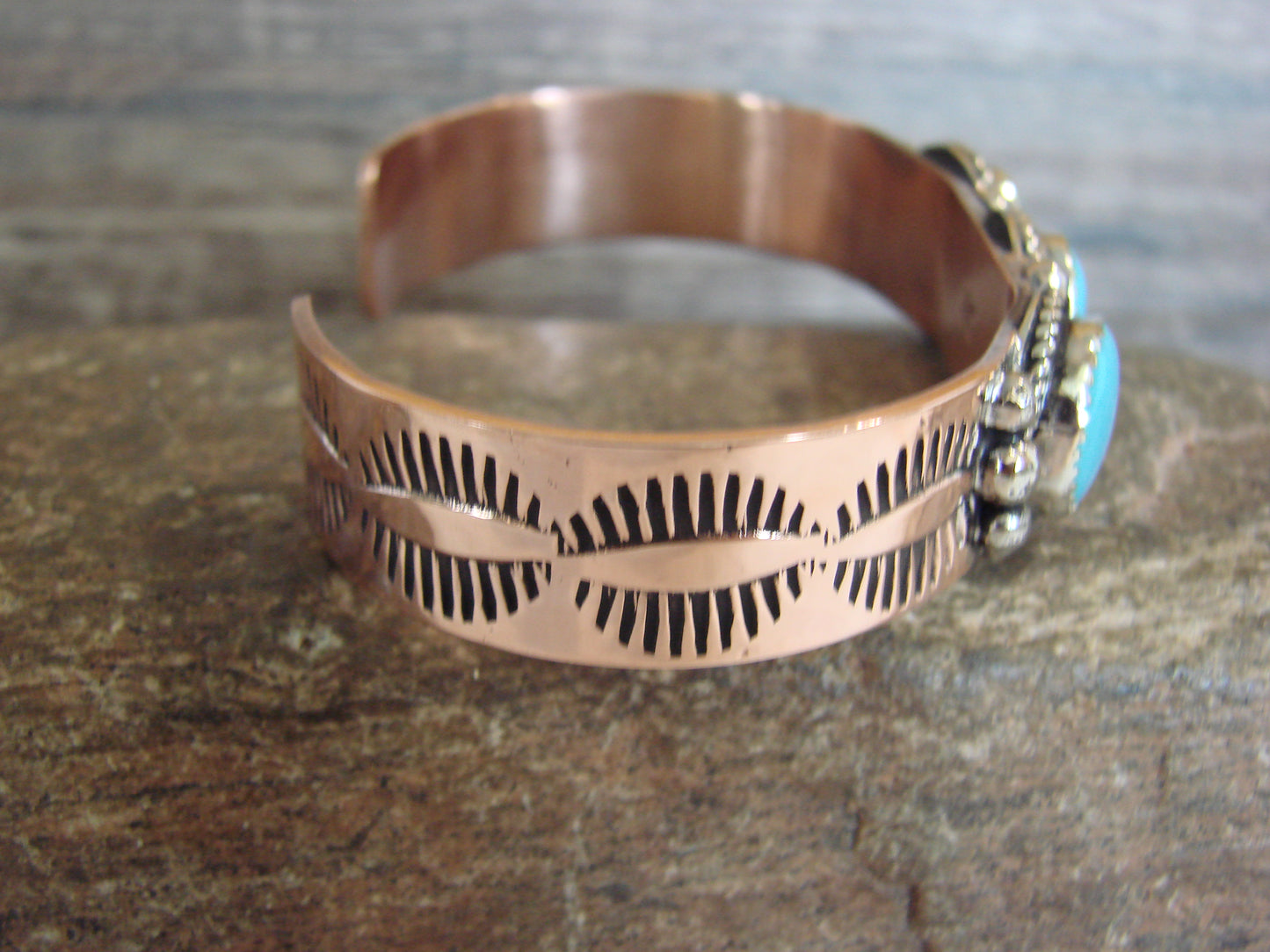 Native American Copper & Turquoise Bracelet by Cleveland