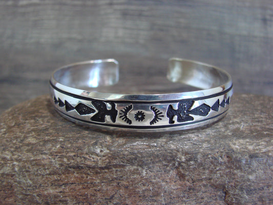 Native American Sterling Silver 3/8" Petroglyph Bracelet by Singer