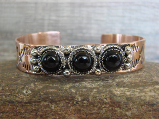 Native American Copper & Onyx Bracelet by Cleveland