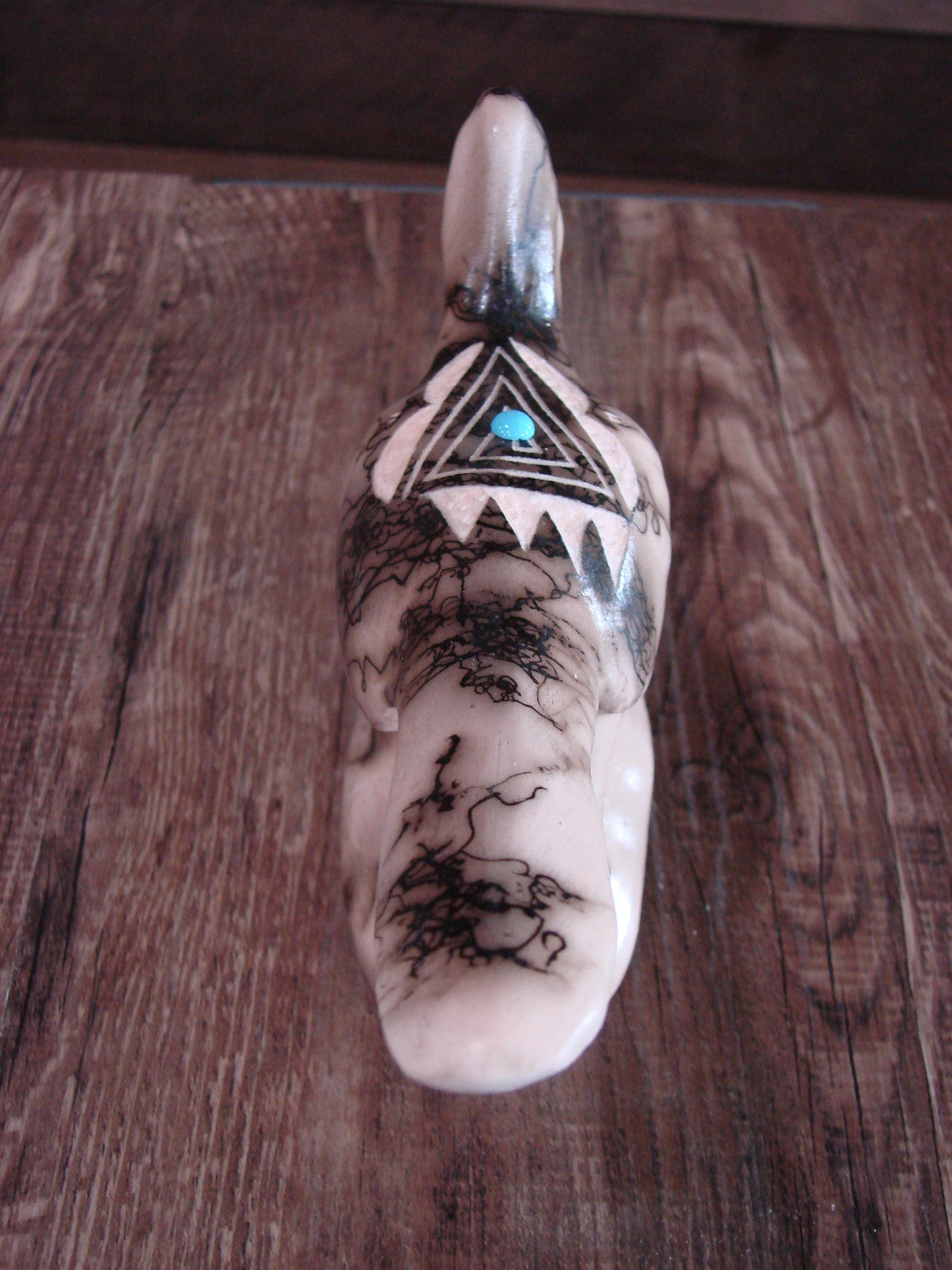 Native American Pottery Horse Hair Road Runner Sculpture by Vail