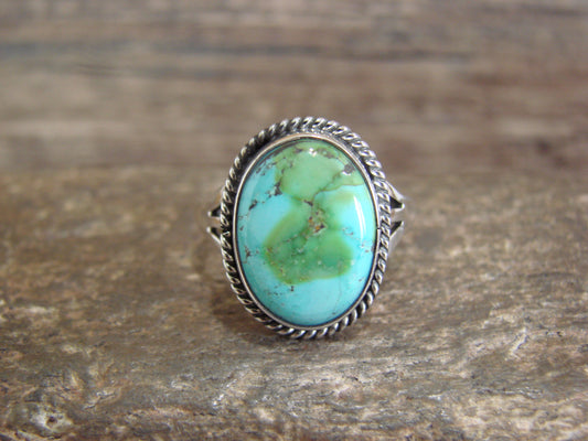 Native American Sterling Silver & Sonoran Turquoise Ring by Saunders - Size 8