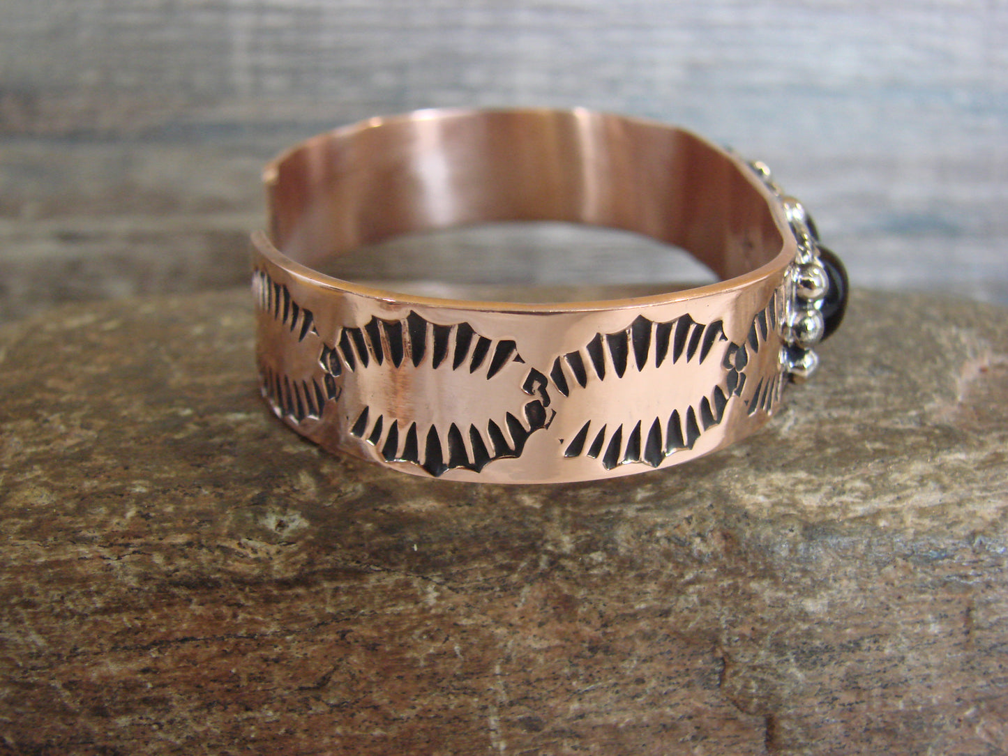 Native American Copper & Onyx Bracelet by Cleveland