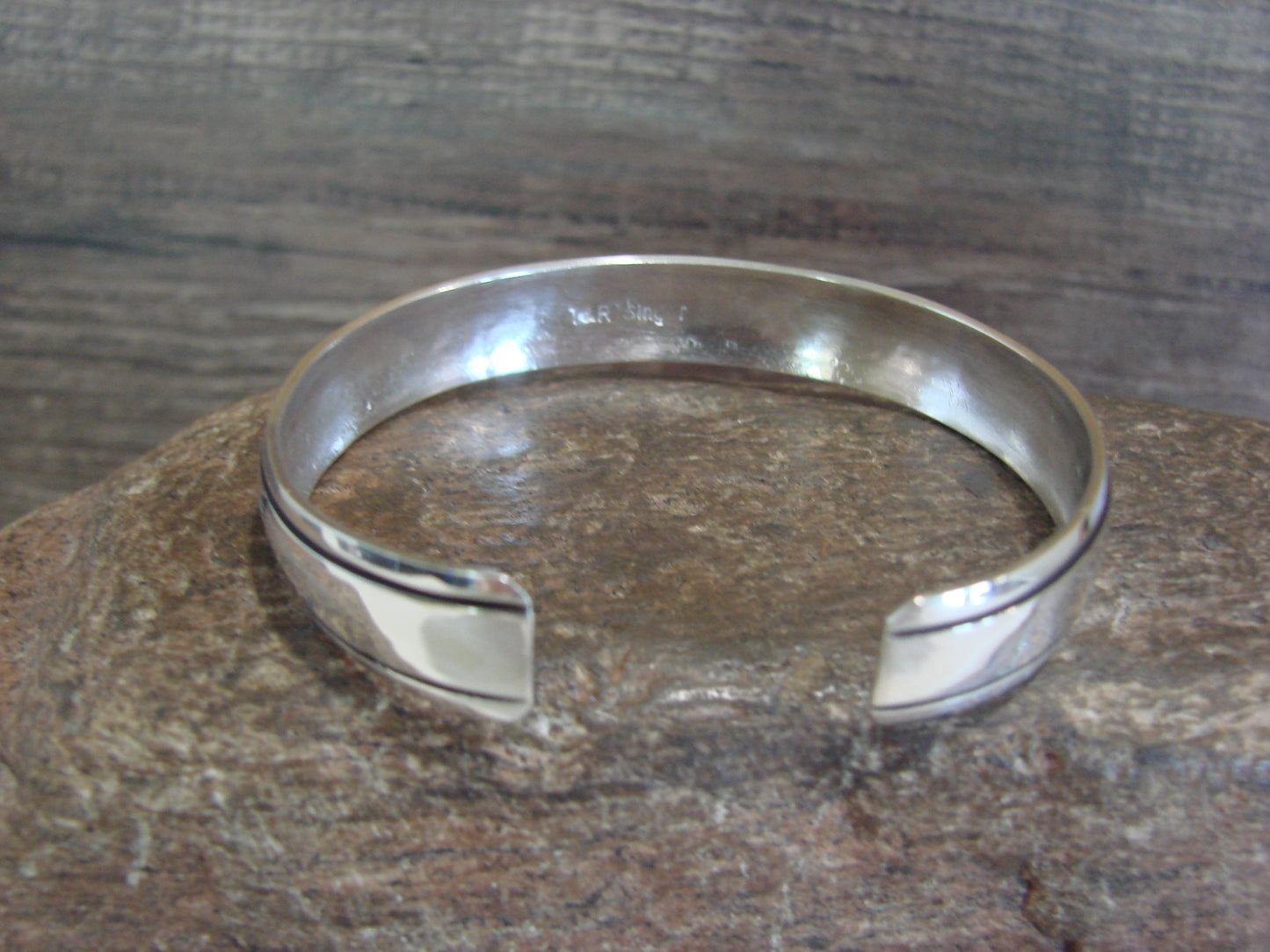 Native American Sterling Silver 3/8" Petroglyph Bracelet by Singer