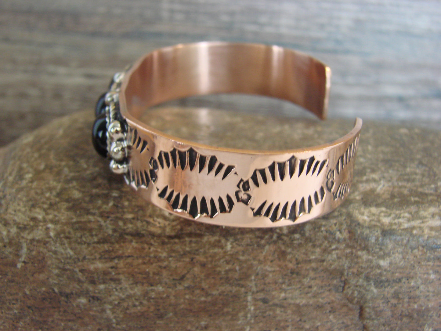 Native American Copper & Onyx Bracelet by Cleveland