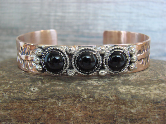 Native American Copper & Onyx Bracelet by Cleveland