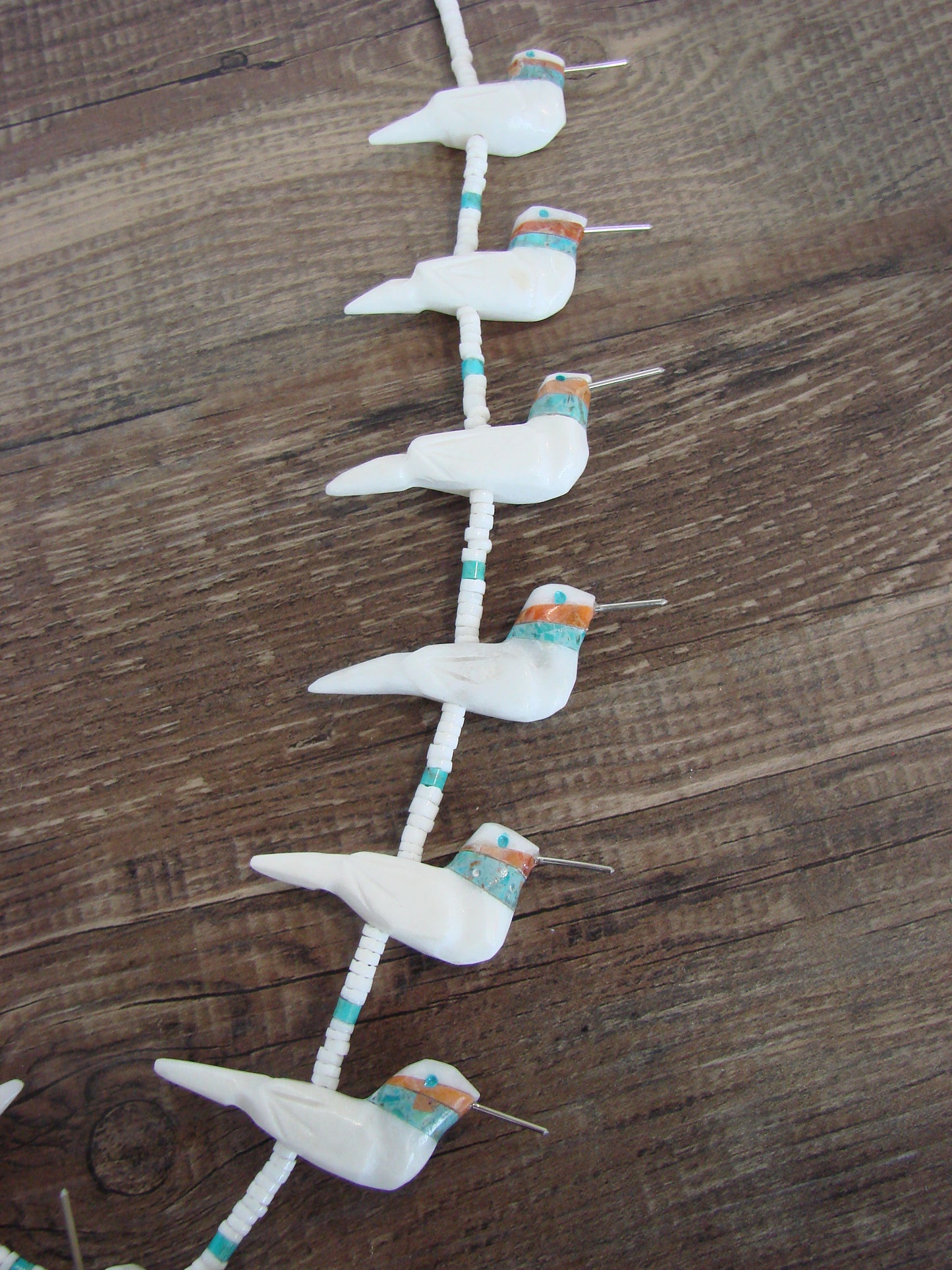Hand Carved White Marble Hummingbird Fetish Necklace Matt Mitchell
