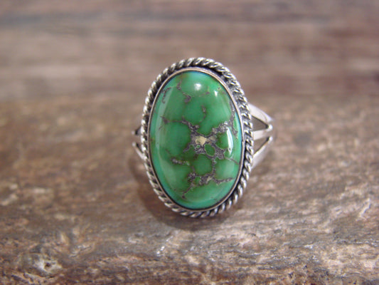 Native American Sterling Silver & Sonoran Turquoise Ring by Saunders - Size 8