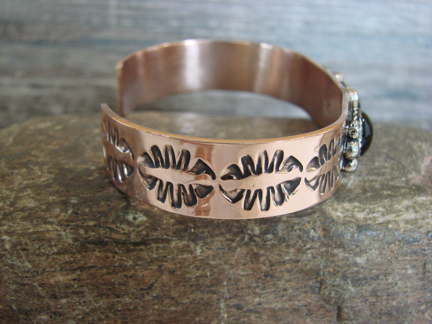 Native American Copper & Onyx Bracelet by Cleveland