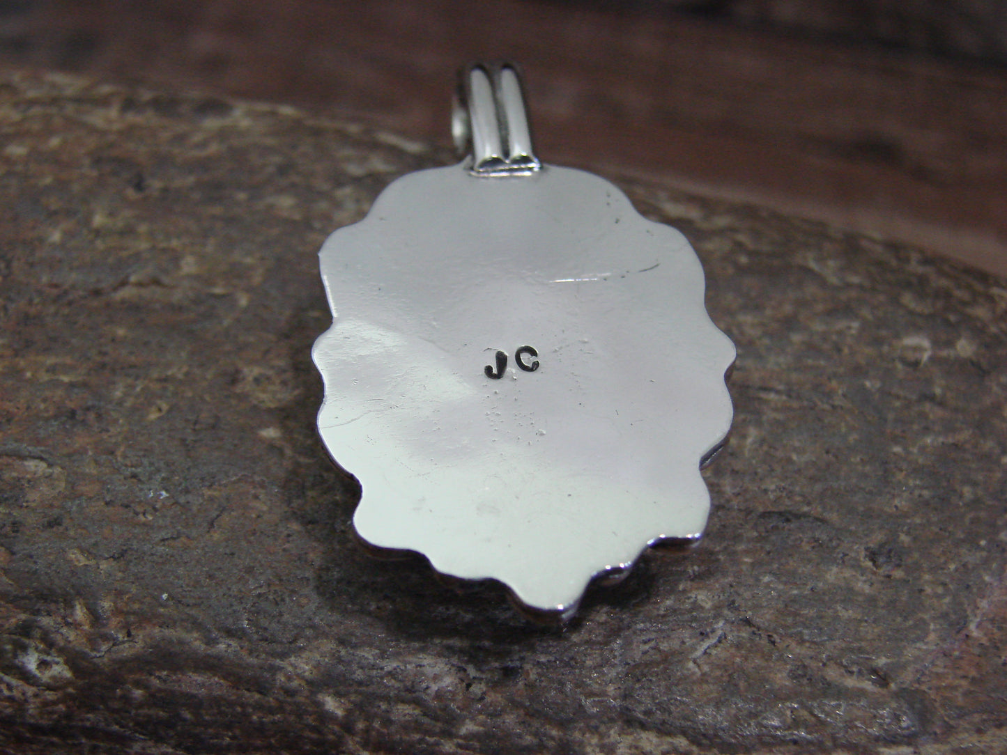 Native American Nickel Silver & Turquoise Howlite Pendant - Cleveland