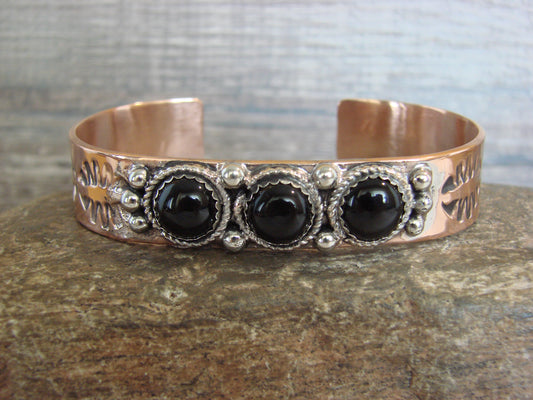 Native American Copper & Onyx Bracelet by Cleveland