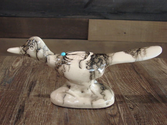 Native American Pottery Horse Hair Road Runner Sculpture by Vail