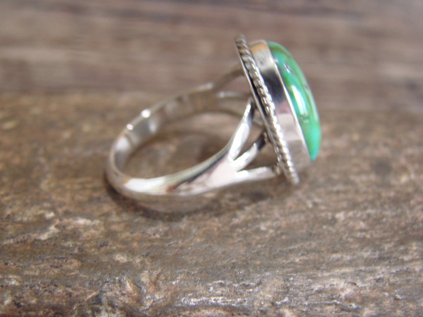 Native American Sterling Silver & Sonoran Turquoise Ring by Saunders - Size 8