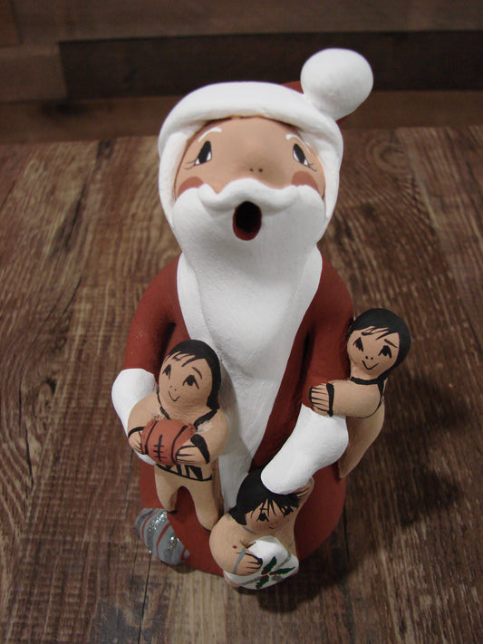 Native American Jemez Hand Sculpted Clay Santa Storyteller by Lucero