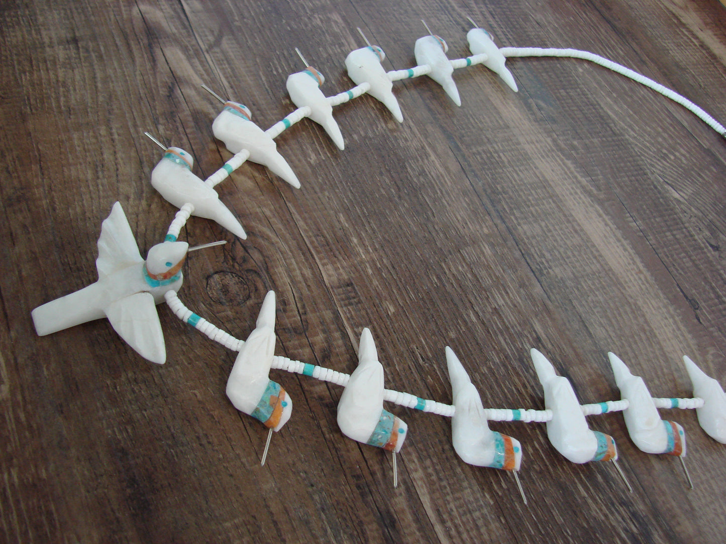 Hand Carved White Marble Hummingbird Fetish Necklace Matt Mitchell
