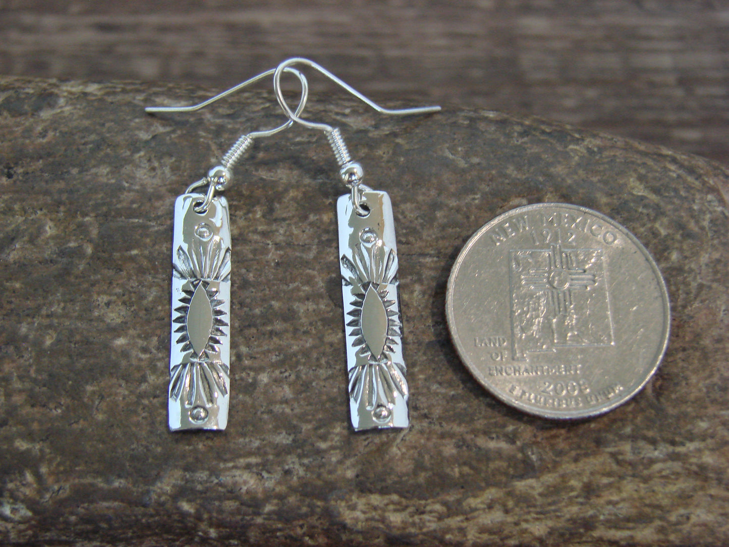 Native American Sterling Silver Dangle Earrings by Tahe