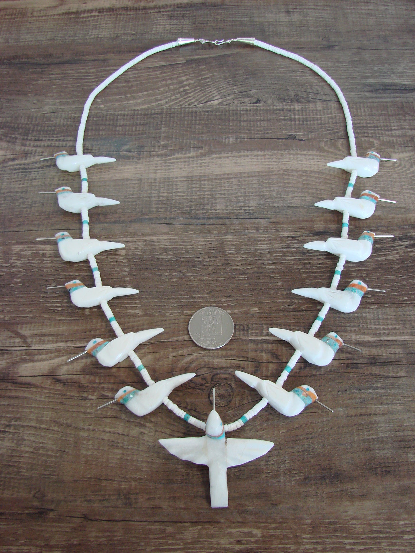 Hand Carved White Marble Hummingbird Fetish Necklace Matt Mitchell