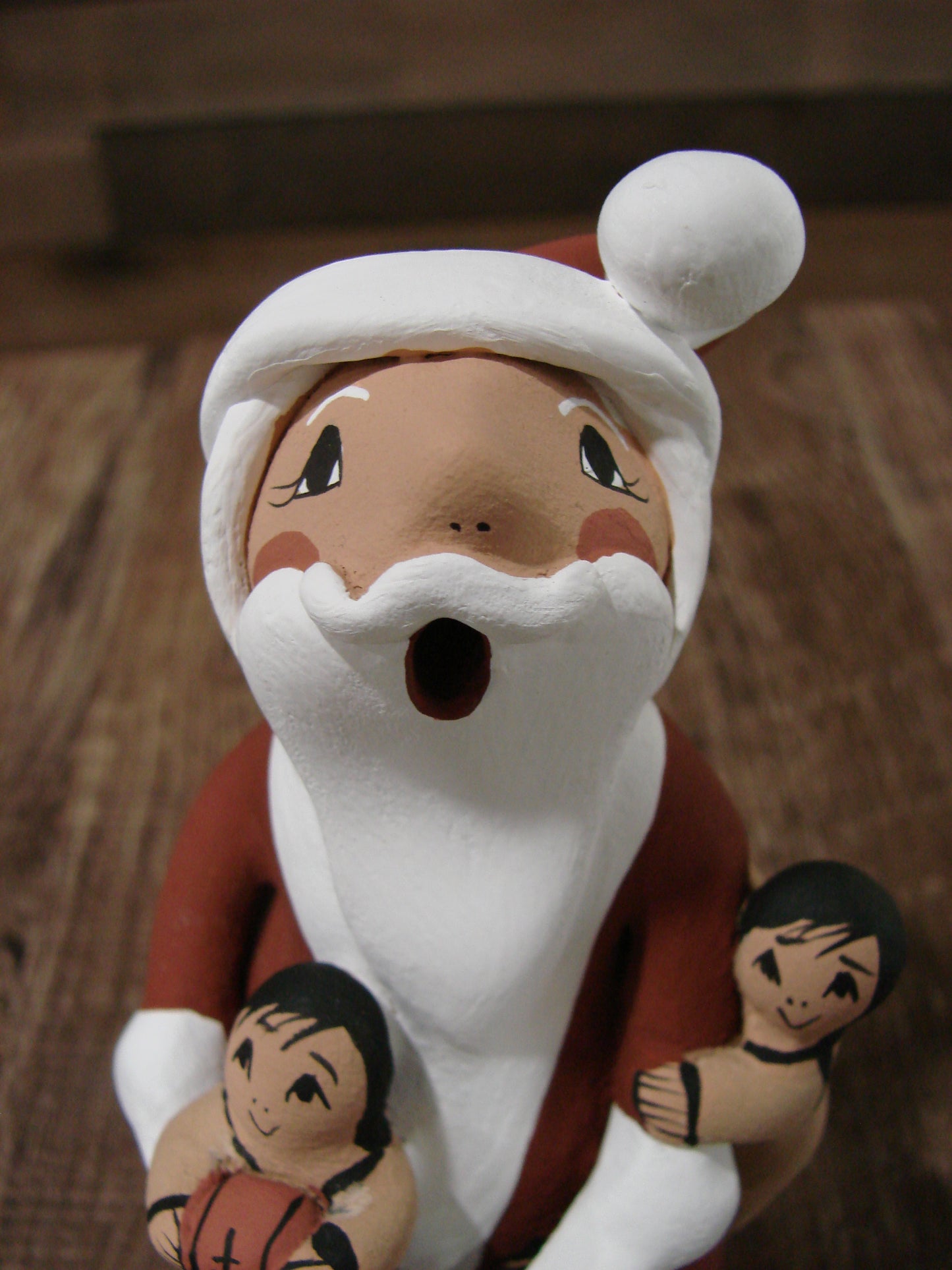 Native American Jemez Hand Sculpted Clay Santa Storyteller by Lucero