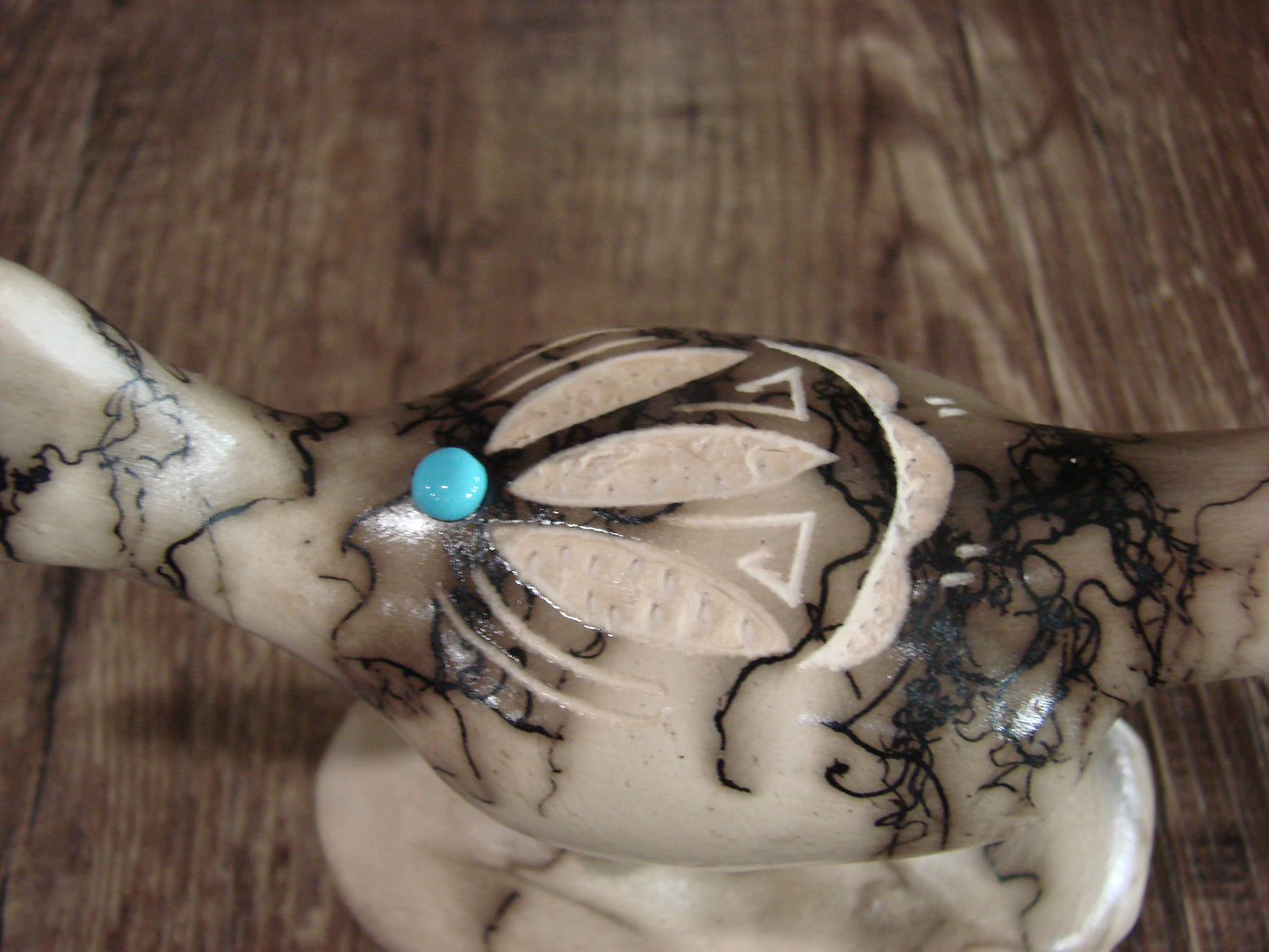 Native American Pottery Horse Hair Road Runner Sculpture by Vail