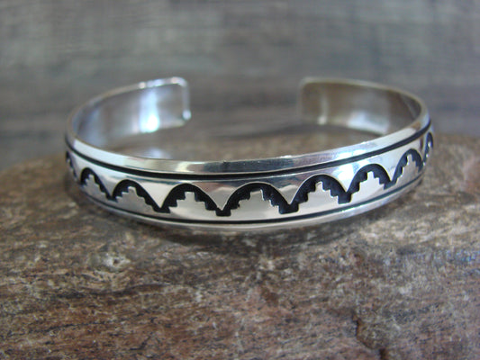 Native American Sterling Silver 3/8" Petroglyph Bracelet by Singer