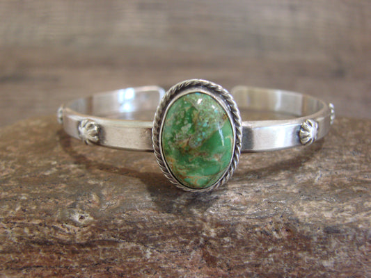 Native American Sterling Silver & Sonoran Turquoise Bracelet Signed SY
