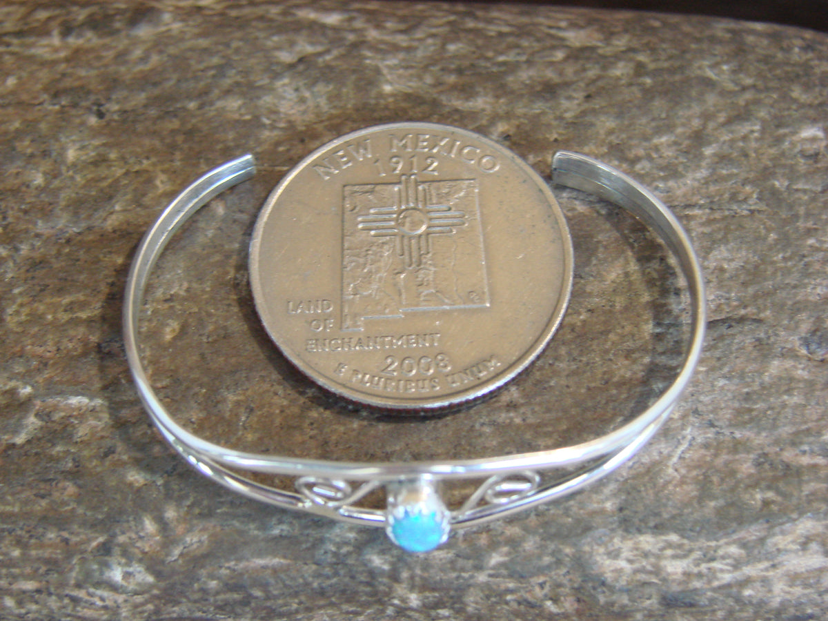 SMALL Navajo Baby / Child Sterling Silver Blue Opal Bracelet by Lincoln