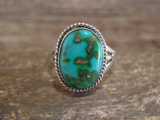 Native American Sterling Silver & Sonoran Turquoise Ring by Saunders - Size 8
