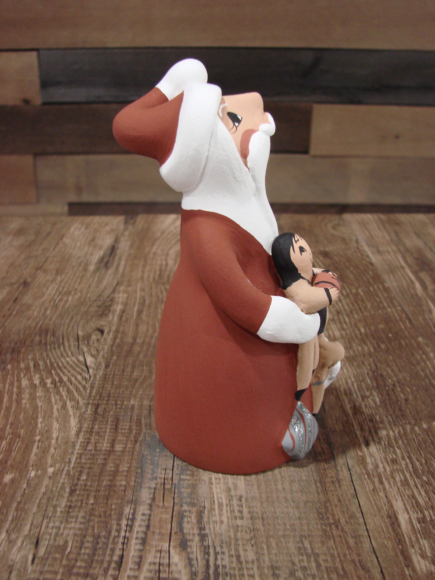 Native American Jemez Hand Sculpted Clay Santa Storyteller by Lucero