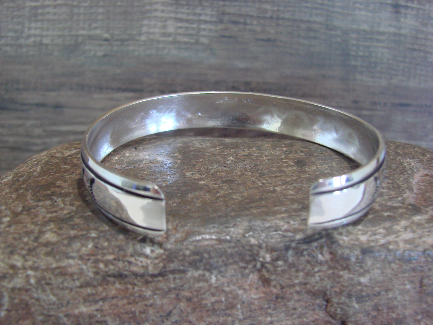 Native American Sterling Silver 3/8" Petroglyph Bracelet by Singer