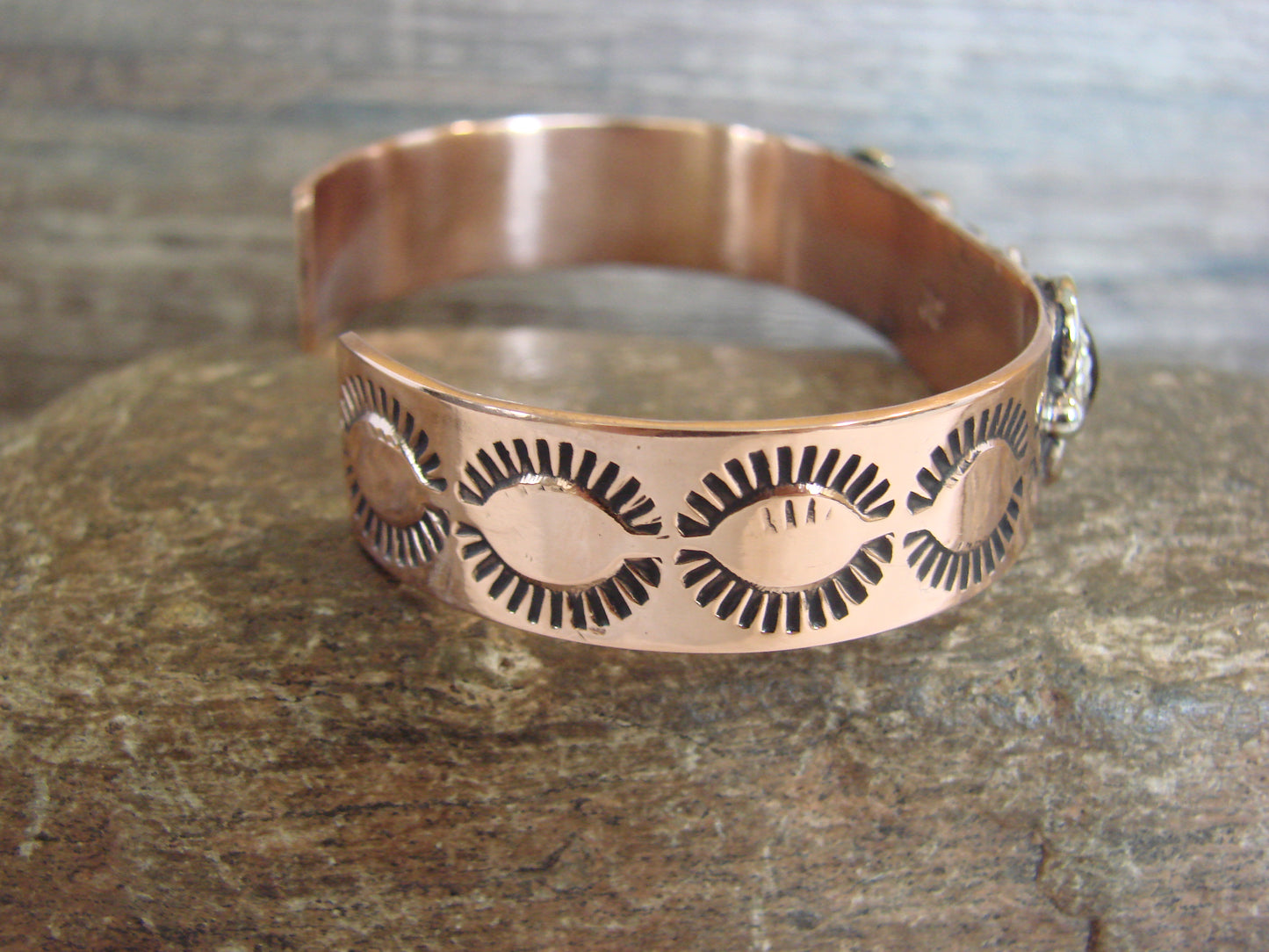 Native American Copper & Onyx Bracelet by Cleveland