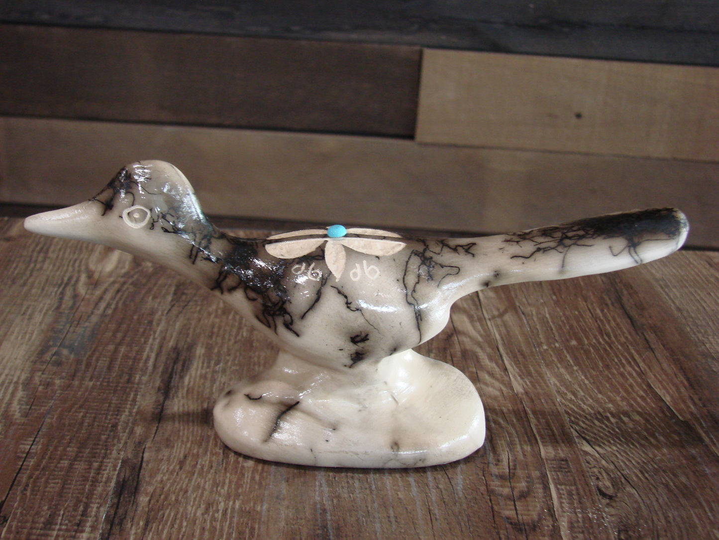 Native American Pottery Horse Hair Road Runner Sculpture by Vail