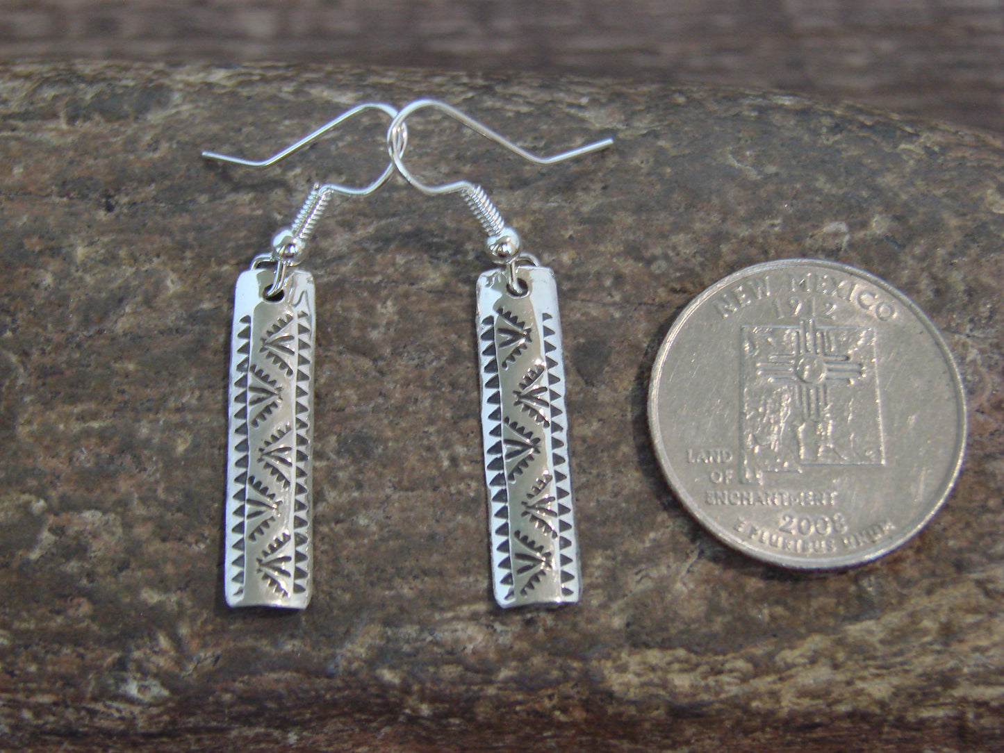 Native American Sterling Silver Dangle Earrings by Tahe