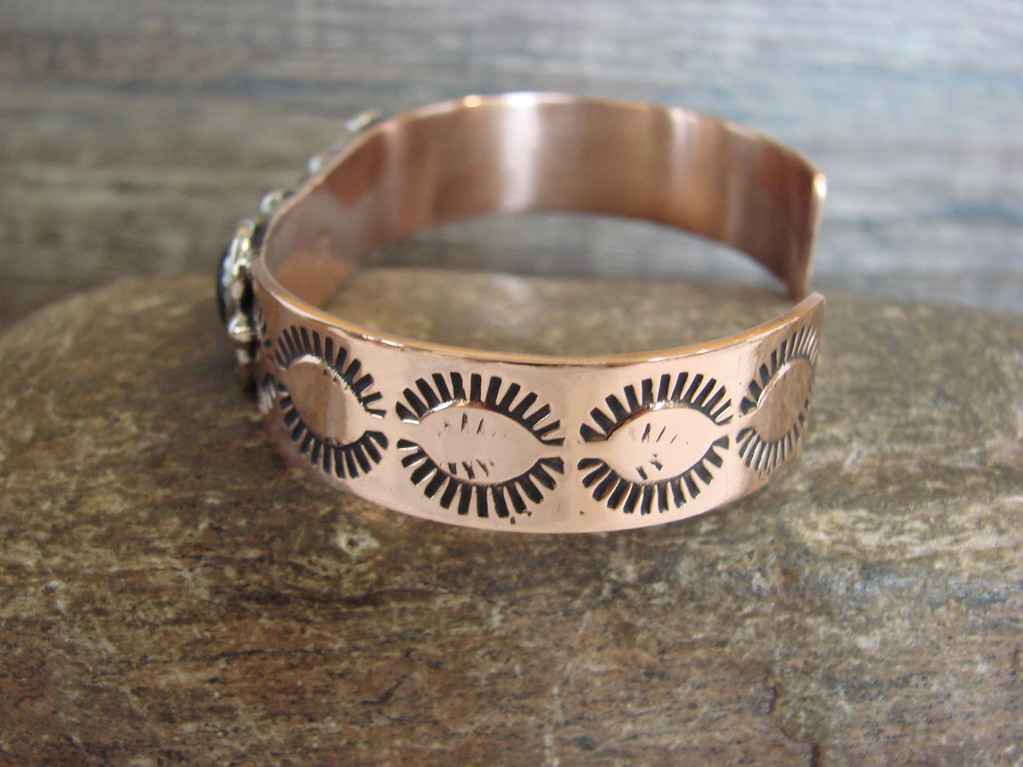 Native American Copper & Onyx Bracelet by Cleveland