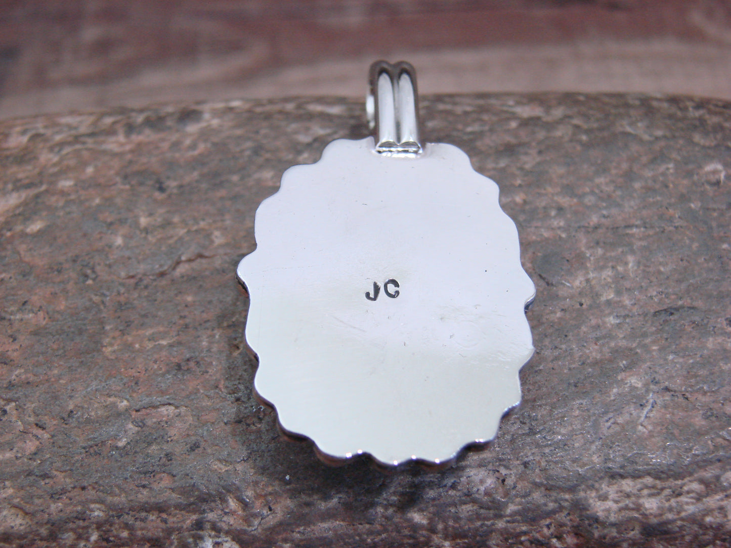 Native American Nickel Silver & Turquoise Howlite Pendant - Cleveland